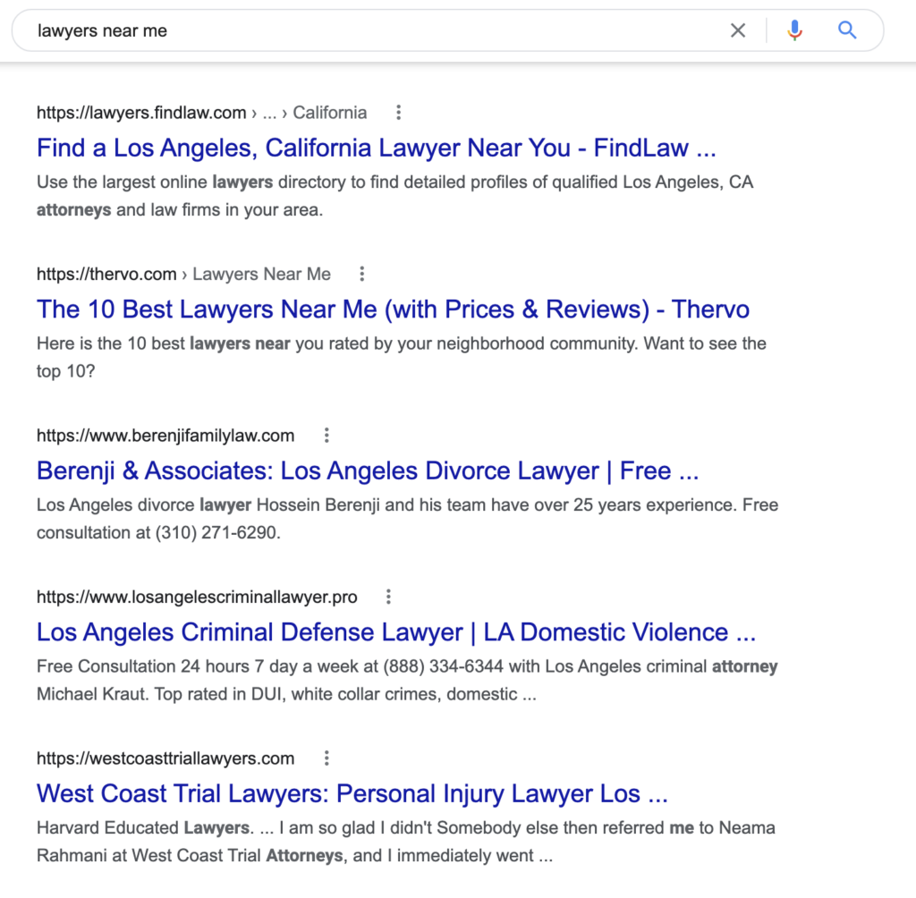 Organic results 